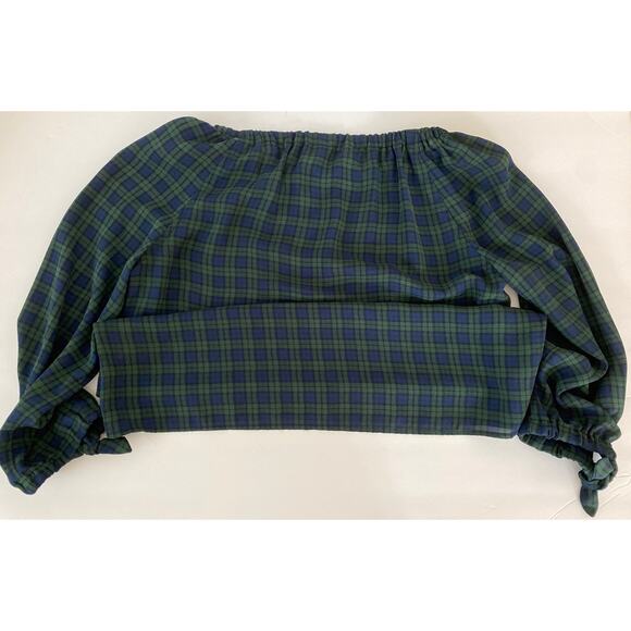 Talbot's Woman Petite Size Semi Sheer Black Watch Plaid Blouse LS Holidays - Picture 4 of 4